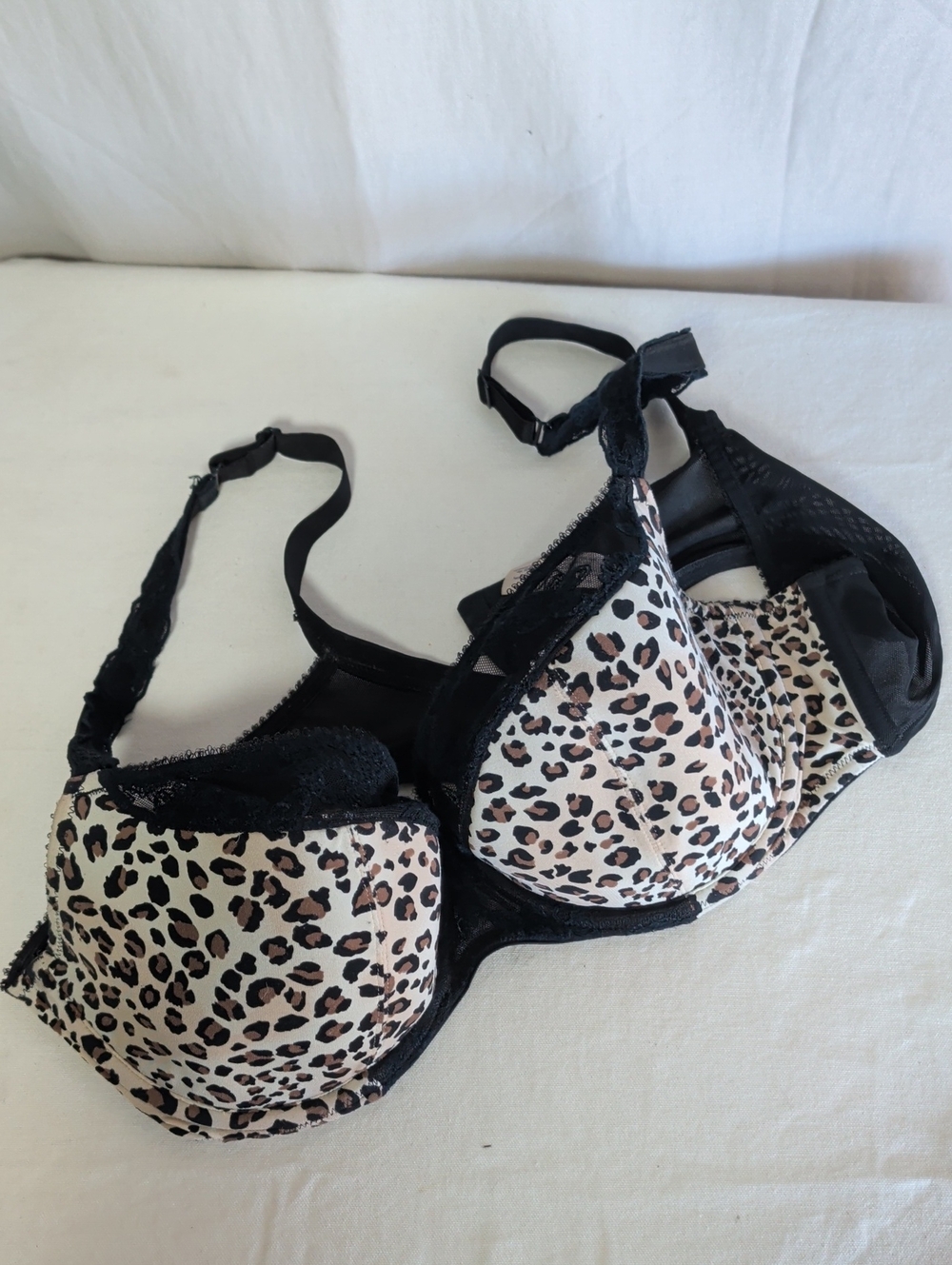 Cacique Leopard Print Underwire Bra in Black and Cream Chic Intimate Wear